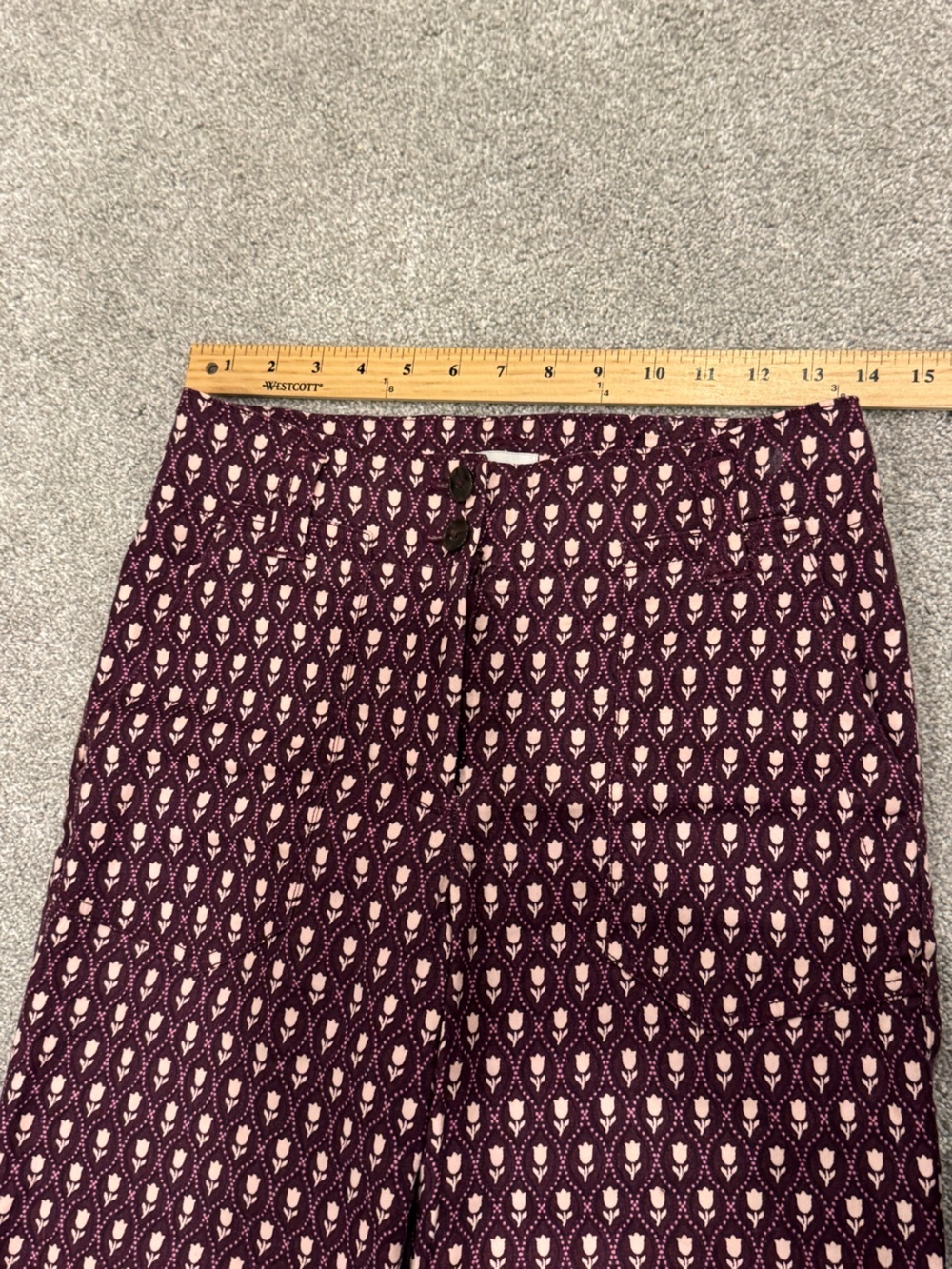 Anthropologie Maeve The Naomi Linen blend tulip print Wide-Leg Flare Pant size 2 - Picture 8 of 10